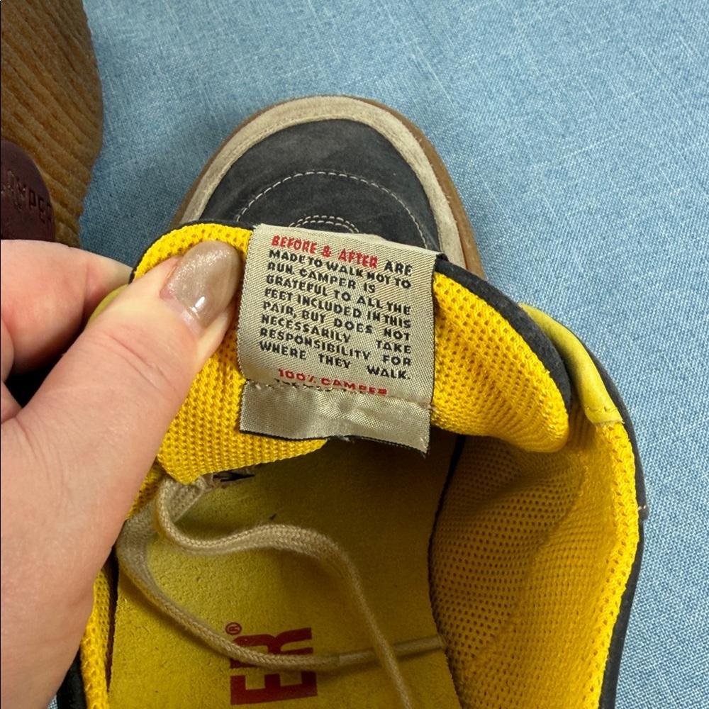 Camper Two-Tone Suede Sneakers in Charcoal, Beige and Brown - Picture 9 of 9